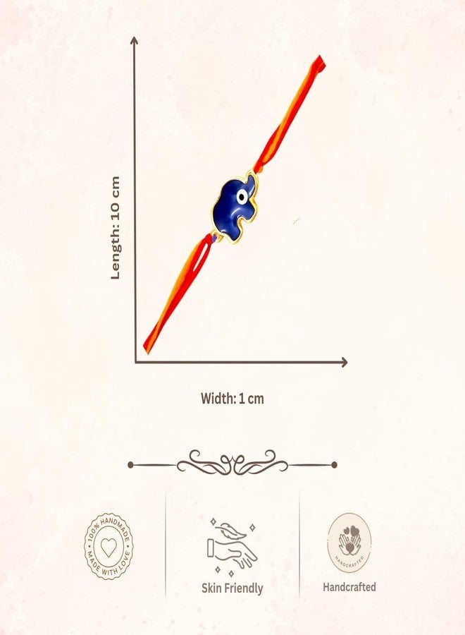 ACCESSHER Blue Enamel Elephant Rakhi for Brother Pack of 3 | Kids Rakhi with Roli Kumkum Packets and Happy Raksha Bandhan Card for Kids & Gifting - Image 4